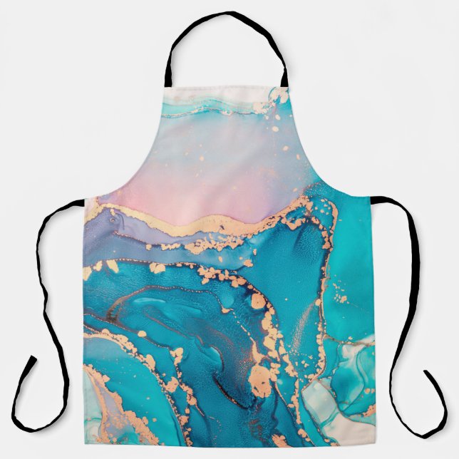 Abstract fluid art painting background in alcohol  apron (Front)