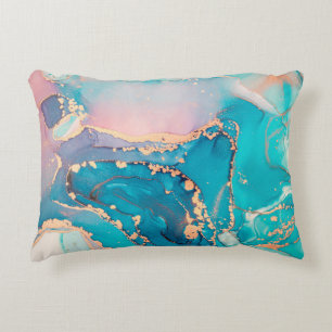 Abstract fluid art painting background in alcohol decorative cushion