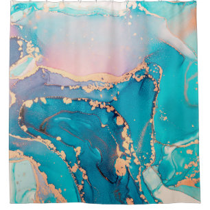 Abstract fluid art painting background in alcohol  shower curtain