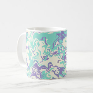 Abstract Fluid Art with Purple & Cyan Waves Coffee Mug