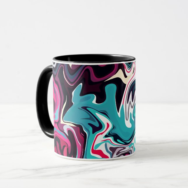 Abstract Fluid Art with Vibrant Colours Mug (Front Left)