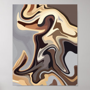 Abstract Fluid Harmony in Warm Earth Tones Poster