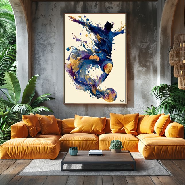 Abstract Fluid Ink Soccer Player – Modern Motion Poster (Creator Uploaded)