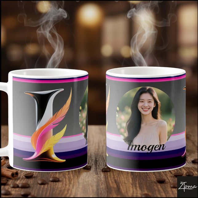 Abstract Fluid Letter I Neon Feather Coffee Mug (This is a sample design. There are several models to choose from, with the name and color changed.
)