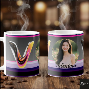 Abstract Fluid Letter V Glossy Neon Coffee Mug
