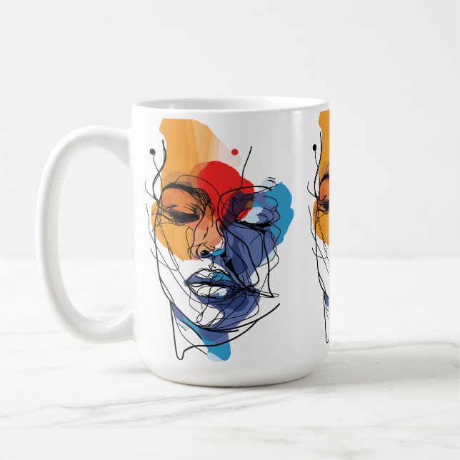 Abstract Fluid Line Face Art Coffee Mug (Left)