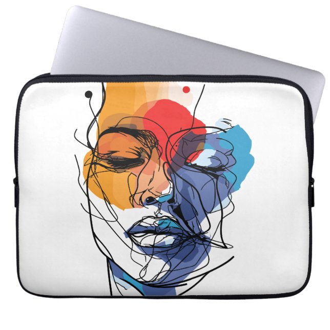 Abstract Fluid Line Face Art Laptop Sleeve (Front)