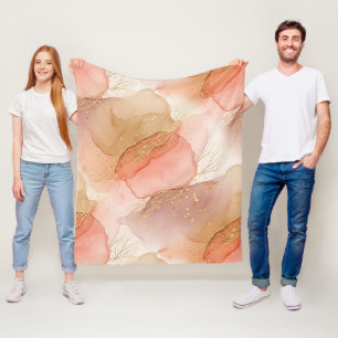 Abstract Fluid Marble in Earthy Warm Hues Fleece Blanket