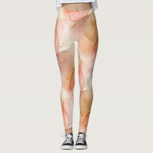 Abstract Fluid Marble in Earthy Warm Hues Leggings