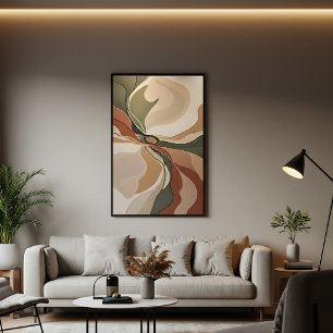 Abstract Fluid Organic Shapes Earthy Tones Poster
