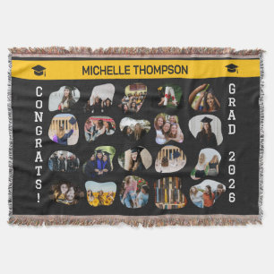 Abstract Fluid Shape 20 Photo Collage Graduation Throw Blanket