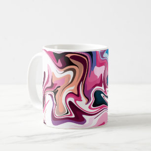 Abstract Fluid Swirl Art in Pink, white and Blue Coffee Mug