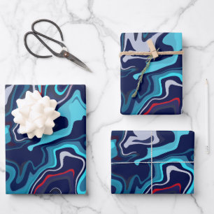 Abstract Fluid Wave Design Wrapping Paper Sheet