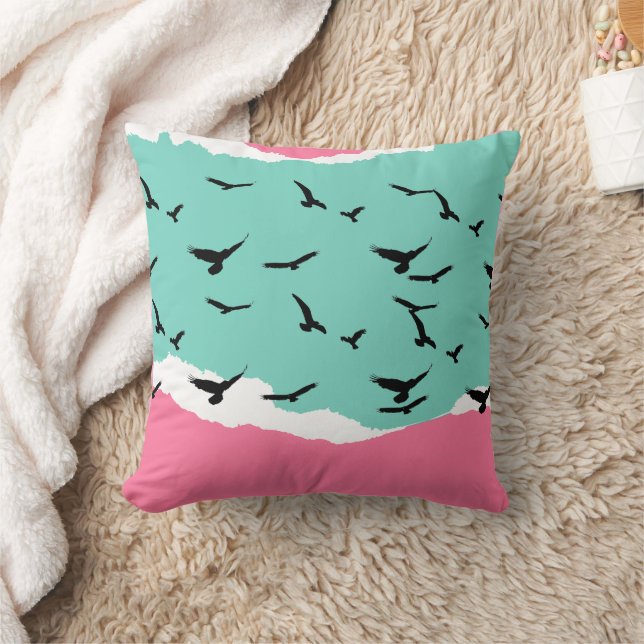 Abstract Flying Birds Decorative Pillow (Blanket)