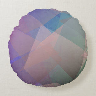 Abstract Flying Particles Geometrical Shapes Round Cushion