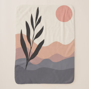 Abstract foliage line art drawing Sherpa Blanket