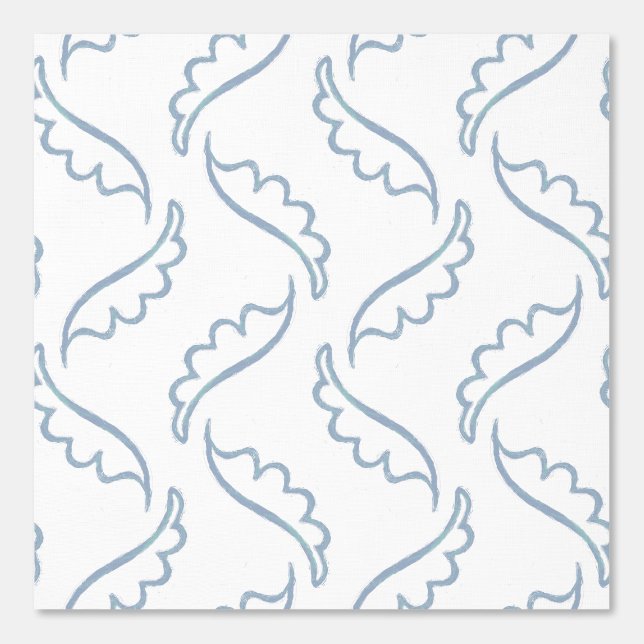       Abstract Foliage Modern Light White and Blue Wallpaper (Front)