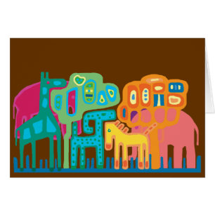 Abstract folk art African animals