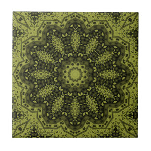 Abstract folk mandala ethno traditional ornamental ceramic tile