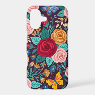 Abstract Folk Roses Butterflies iPhone Cases