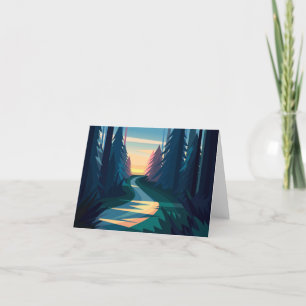 Abstract forest road Thank You Card