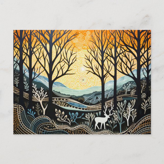 Abstract Forest, Seasonal Impressions Christmas Holiday Postcard (Front)