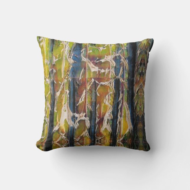 Abstract forest through the trees cushion (Front)
