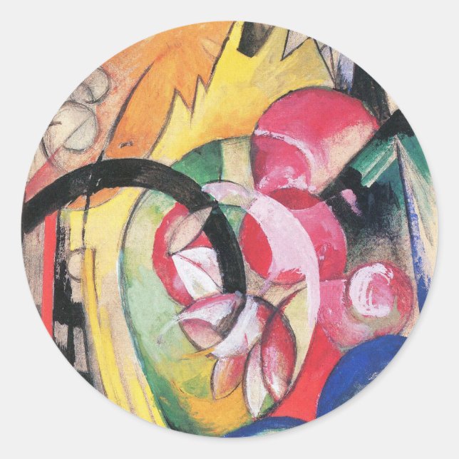 Abstract Forms (aka Coloured Flowers) by Franz Mar Classic Round Sticker (Front)