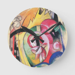 Abstract Forms (aka Coloured Flowers) by Franz Mar Round Clock