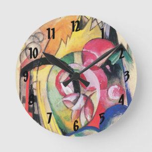 Abstract Forms (aka Coloured Flowers) by Franz Mar Round Clock