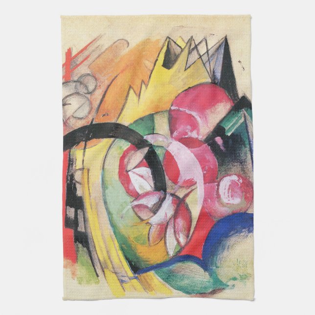 Abstract Forms (aka Coloured Flowers) by Franz Mar Tea Towel (Vertical)