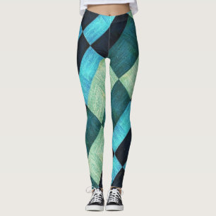 Abstract forms of shades of blue leggings