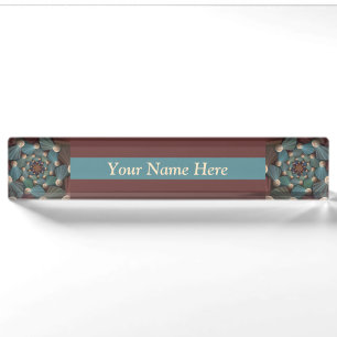 Abstract Fractal Art Depth Brown Slate Blue Title Nameplate