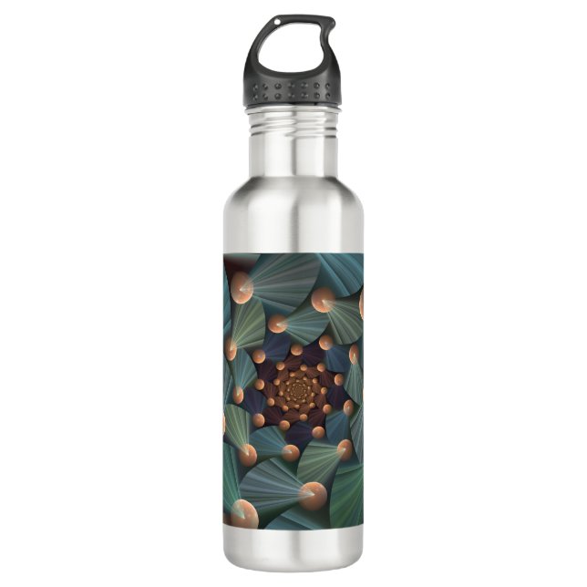 Abstract Fractal Art With Depth Brown Slate Blue 710 Ml Water Bottle (Front)
