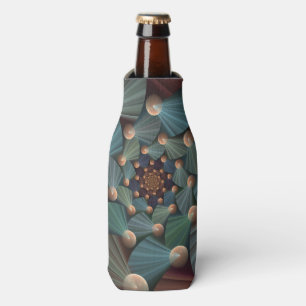 Abstract Fractal Art With Depth Brown Slate Blue Bottle Cooler