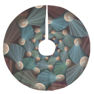 Abstract Fractal Art With Depth Brown Slate Blue Brushed Polyester Tree Skirt