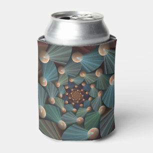 Abstract Fractal Art With Depth Brown Slate Blue Can Cooler