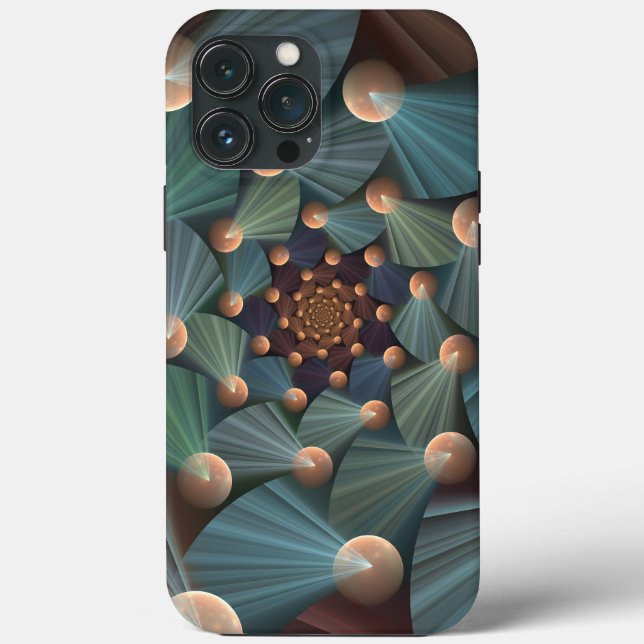 Abstract Fractal Art With Depth Brown Slate Blue Case-Mate iPhone Case (Back)