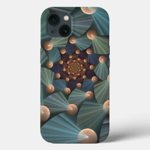 Abstract Fractal Art With Depth Brown Slate Blue iPhone 13 Case