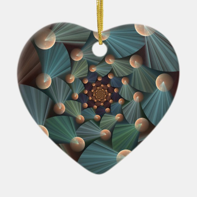 Abstract Fractal Art With Depth Brown Slate Blue Ceramic Ornament (Front)