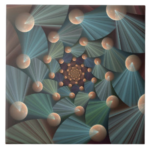 Abstract Fractal Art With Depth Brown Slate Blue Ceramic Tile