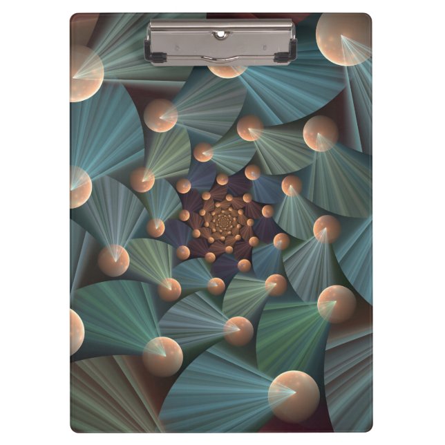 Abstract Fractal Art With Depth Brown Slate Blue Clipboard (Front)