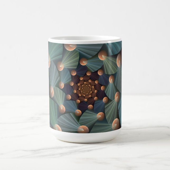 Abstract Fractal Art With Depth Brown Slate Blue Coffee Mug (Center)