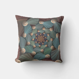 Abstract Fractal Art With Depth Brown Slate Blue Cushion