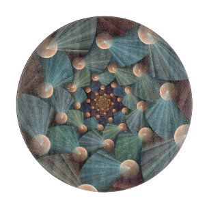 Abstract Fractal Art With Depth Brown Slate Blue Cutting Board