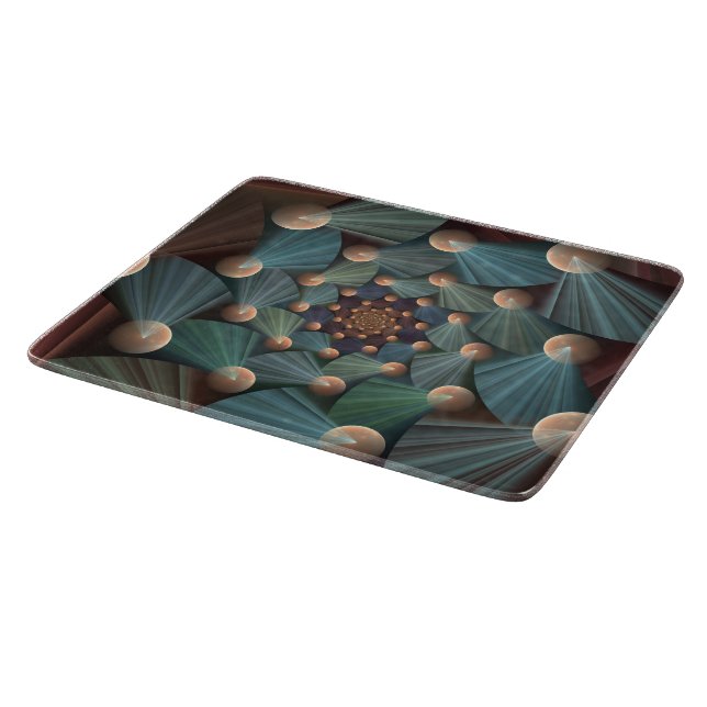 Abstract Fractal Art With Depth Brown Slate Blue Cutting Board (Corner)