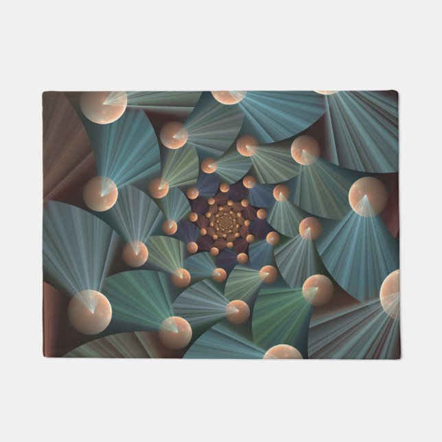 Abstract Fractal Art With Depth Brown Slate Blue Doormat (Front)