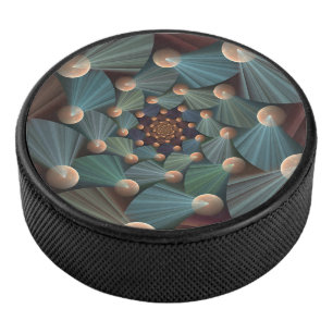 Abstract Fractal Art With Depth Brown Slate Blue Hockey Puck