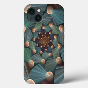 Abstract Fractal Art With Depth Brown Slate Blue iPhone 13 Case
