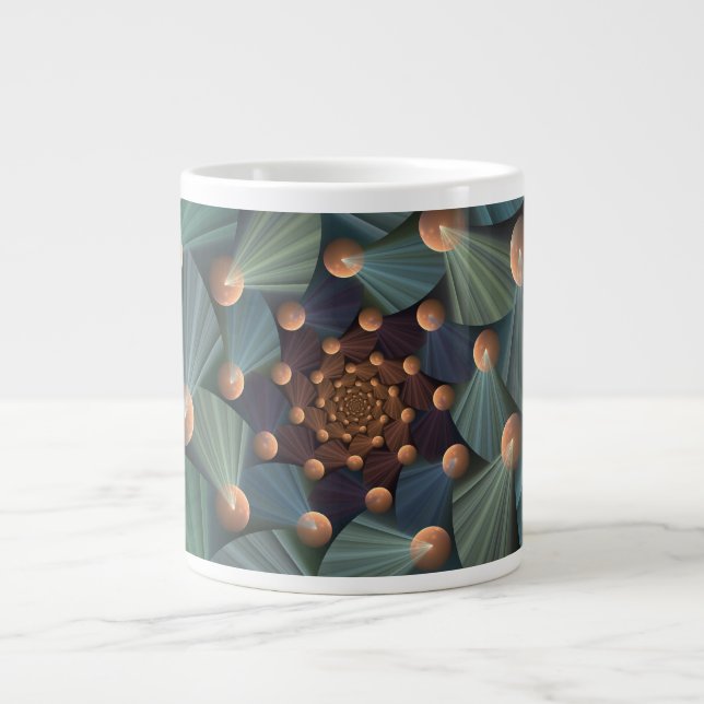 Abstract Fractal Art With Depth Brown Slate Blue Large Coffee Mug (Front)